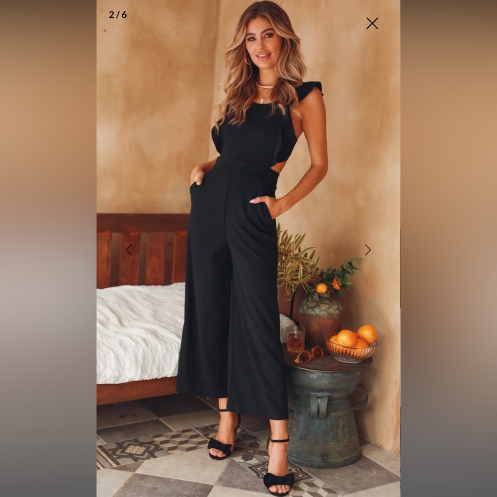 Hello Molly Black Jumpsuit with Cropped Palazzo Pants